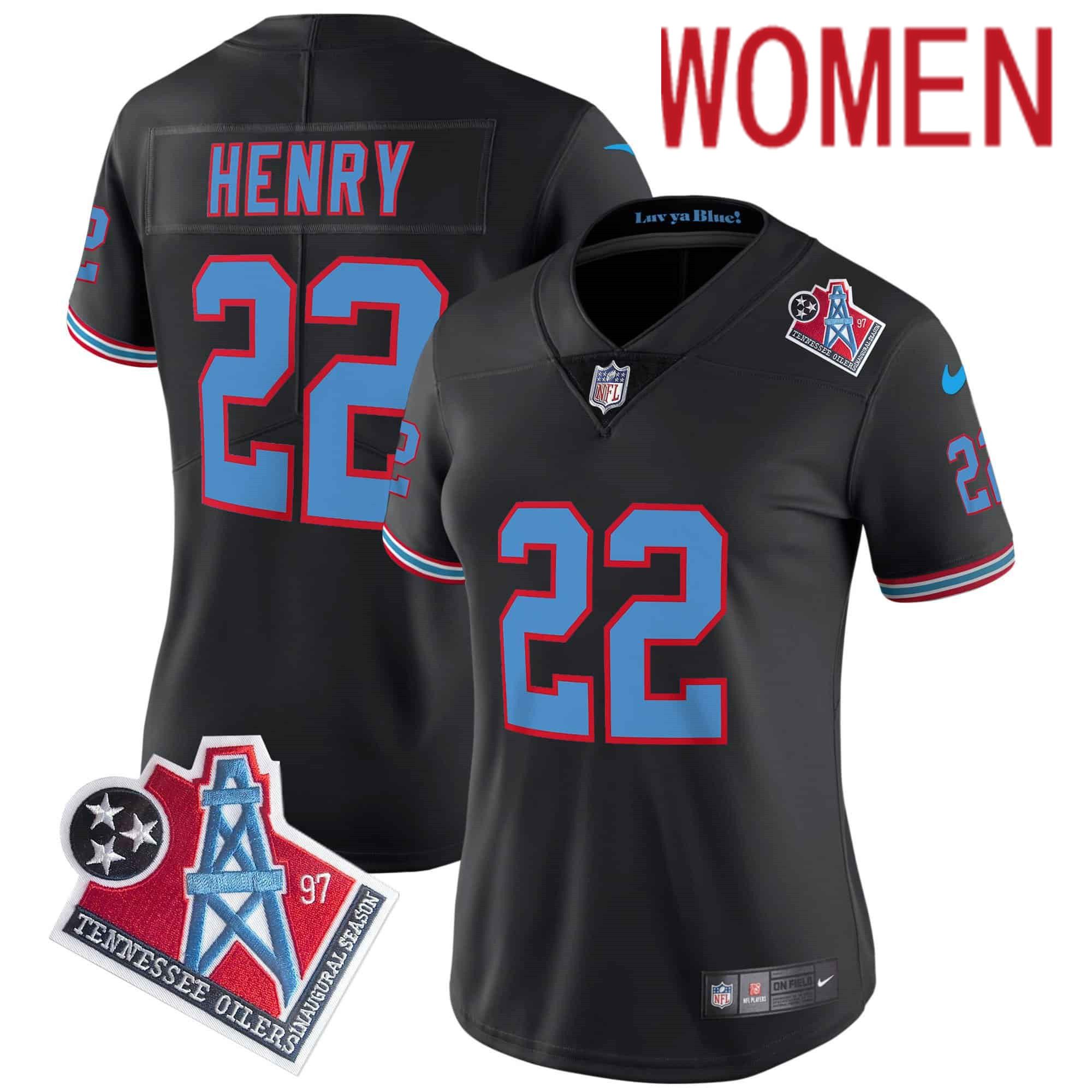 Women Tennessee Titans #22 Henry Black 1997 Throwback 2024 Nike Limited Vapor NFL Jersey